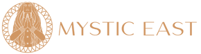 Mystic East logo with a stylized figure and text on a white background